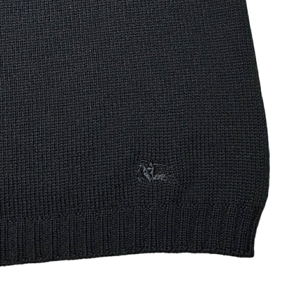 Burberry London Sweater Top Sz.M Black 100% Wool Knit Short Sleeve Basic Classic - Picture 7 of 11